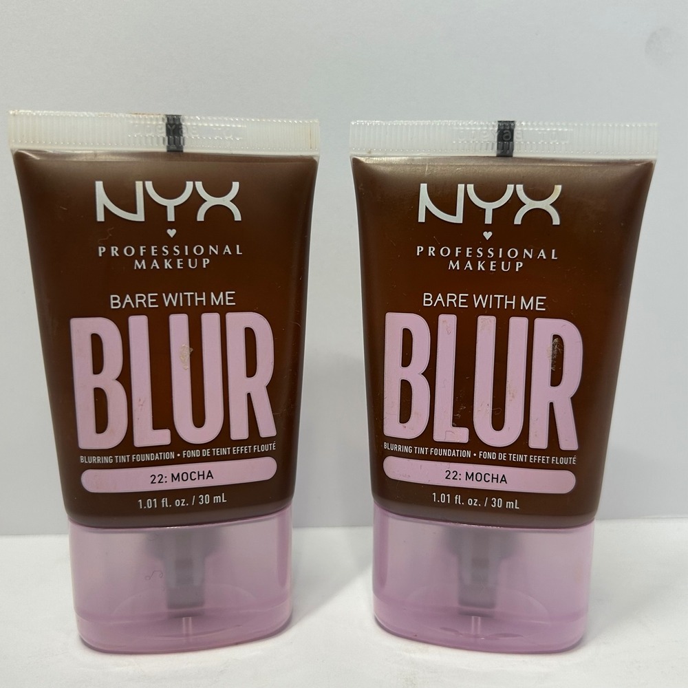 NYX Bare With Me Blur Blurring Tint Foundation 22 Mocha Lot of 2 1.01oz 30ml NEW